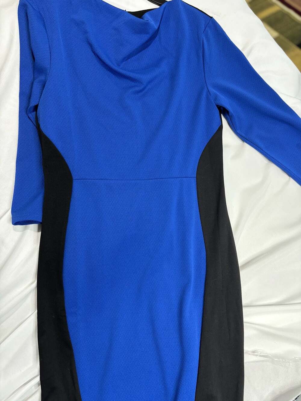 MF Dress Women's Color Block Midi Dress Royal Blue Black XL